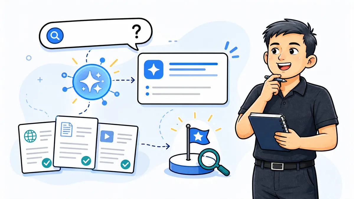 Ilustrasi Habib Hidayat menjelaskan AI Search dan cara brand ditemukan