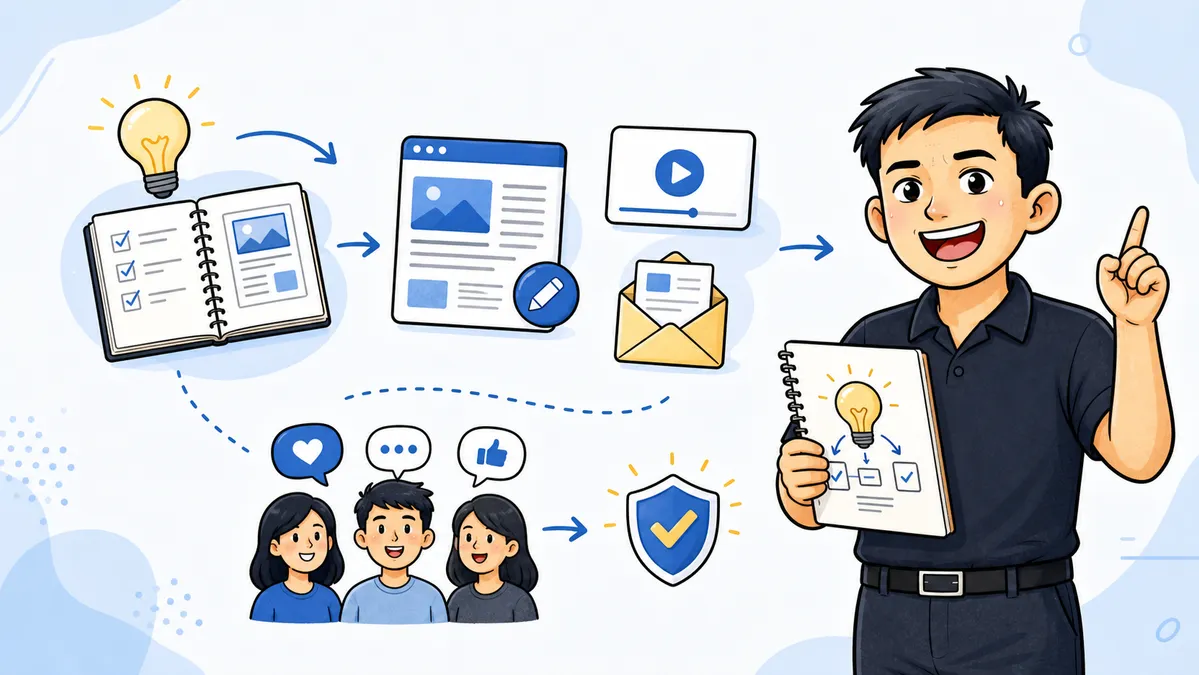 Ilustrasi Habib Hidayat membuat content brief untuk artikel marketing